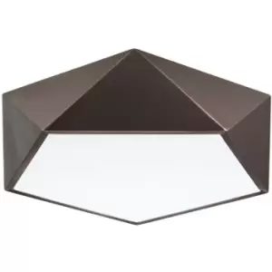 Image of Inglewood 4 Light Integrated LED Semi Flush Light Metal, Brown Outside, Matt White Inside LED E27 - Merano