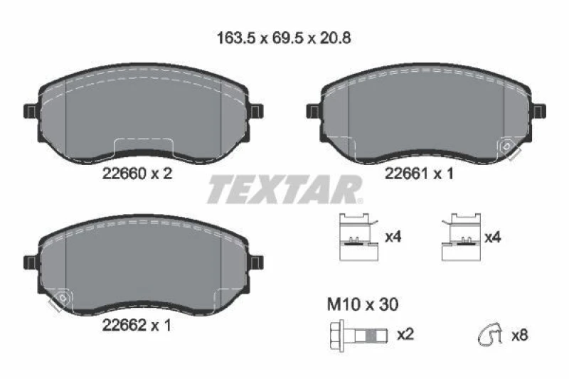 Image of Brake pad set TEXTAR 2266001
