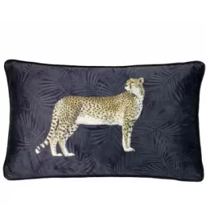 image of Cheetah Forest Cushion Cover (One Size) (Navy) - Navy - Paoletti