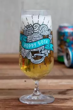 Image of Hoppy Birthday Craft Beer Glass - Size: 50th - Blue