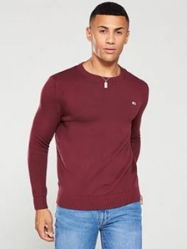 image of Tommy Jeans Classics Crew Neck Jumper - Burgundy