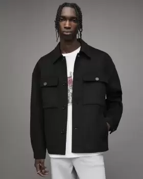 Image of AllSaints Mens Broderick Jacket, Black, Size: M