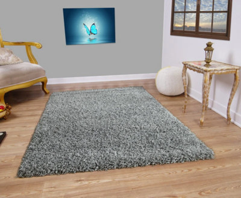 Image of Smart Living Smart Living Soft Fluffy 5cm Thick Pile Shaggy Area Rugs for Living Room, Bedroom in Silver Size: 80cm x 150cm Silver 80cm x 150cm Unis