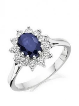 image of Beaverbrooks 9Ct White Gold Blue Cubic Zirconia Cluster Ring