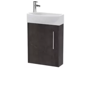 Hudson Reed Juno Compact 440mm Wall Hung 1 Door Unit & 1 Tap Hole Basin RH - Metallic Slate