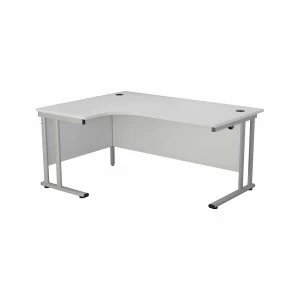 Image of TC Office Start Silver Cantilever Frame Left Hand Crescent Desk 1600x1200mm, White