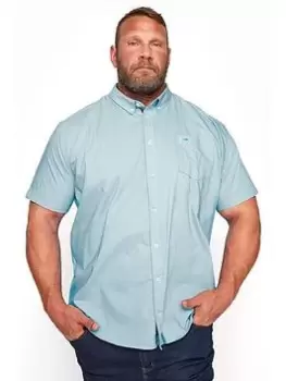 BadRhino Essential Short Sleeve Poplin Shirt - Blue Size 4XL, Men