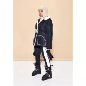 image of Missguided Lined Puffer Jacket with Mittens - Black