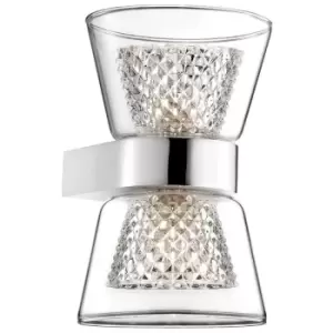 Image of Elizabeth 2 Light Up & Down Wall Lamp Chrome Aluminium Clear Glass G9 Bulb Included - Merano