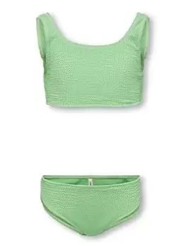 Image of Only Kids Girls Textured Bikini - Paradise Green, Size Age: 9-10 Years, Women