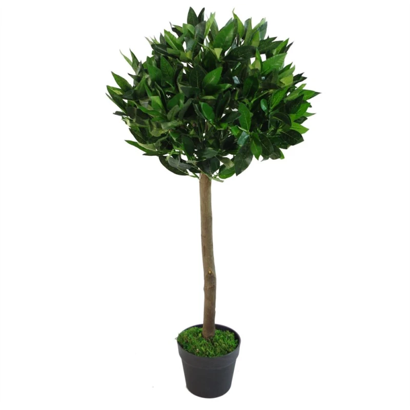 Image of Leaf Deluxe Artificial Bay Leaf Laurel Tree Topiary Ball - 90cm Tall