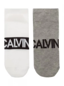 Image of Mens Calvin Klein 2 Pack Large Logo Angle Sock White