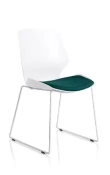 Image of Florence Sled White Frame Bespoke Maringa Teal Fabric Visitor Chair