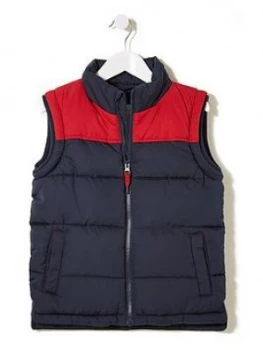 Image of FatFace Boys Albie Colourblock Gilet - Navy, Size Age: 9-10 Years