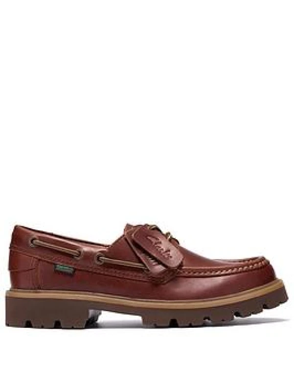 Image of Clarks Leather boat shoes Clarks Cleyhill Boat Marron Male 43