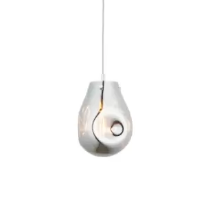 Image of Perugia Single Pendant Ceiling Lamp, Chrome Metallic Glass, Chrome Plate