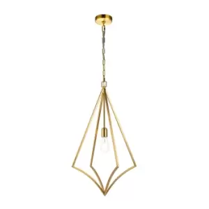 Image of Feiss Nico Wire Frame Pendant Ceiling Light Burnished Brass