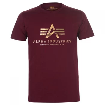 Image of Alpha Industries Basic Logo T-Shirt - Burg Gold