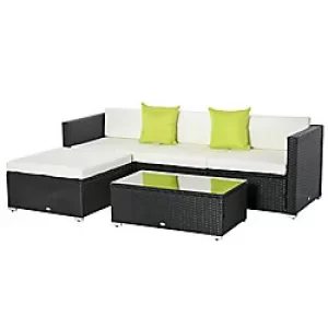 image of Set OutSunny Garden Sofa 860-017 BK Rattan Black, Cream