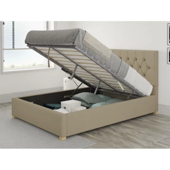 Image of Olivier Ottoman Upholstered Bed, Eire Linen, Natural - Ottoman Bed Size King (150x200)