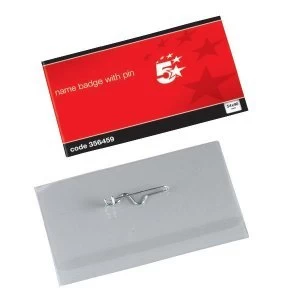 Image of 5 Star Office Name Badges Landscape with Pin 54x90mm Pack 50