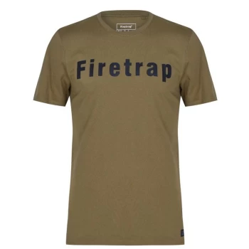 image of Firetrap Large Logo T Shirt Mens - Green