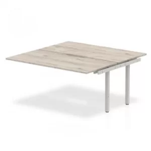 image of B2B Ext Kit Silver Frame Bench Desk 1200 Grey Oak