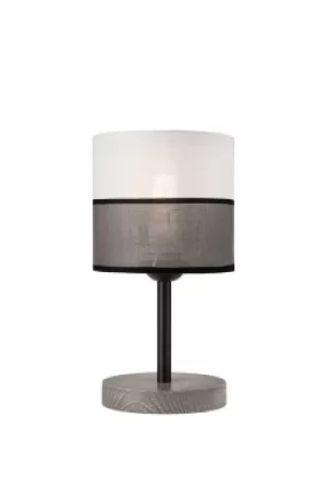 Image of Andrea Cylindrical Table Lamp, Fabric Shade, Graphite, 1x E27