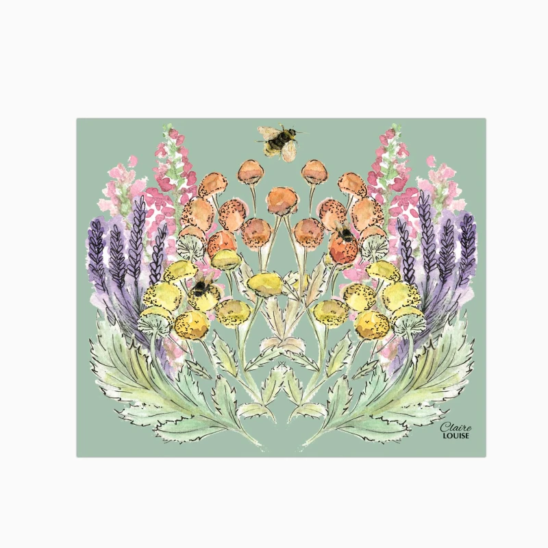 Image of Claire Louise Sage Bloom Glass Kitchen Splashback Size: 600mm x 600mm Multicolor Unisex 600mm x 600mm
