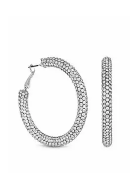 image of Lipsy Lipsy Silver Large Crystal Tubed Hoop Earrings