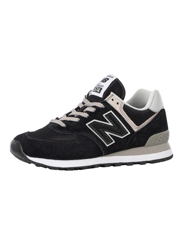 Image of New Balance 574 Suede Trainers Black/White 6 UK