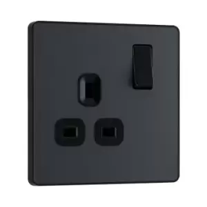 Image of BG Evolve Matt Grey Single Switched 13A Power Socket - PCDMG21B