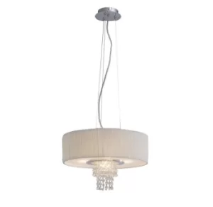 Image of Nerissa Ceiling Pendant with White Shade 4 Light Polished Chrome, Crystal