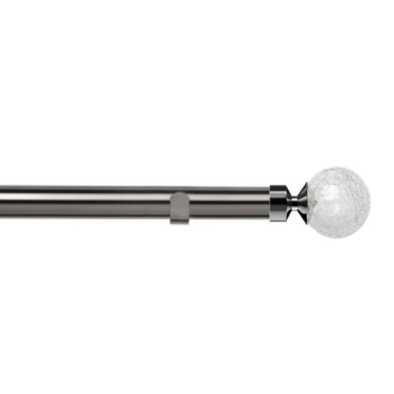 Image of New Edge Blinds 28mm Fixed Length Metal Eyelet Curtain Pole Set - Crash Finial in Grey Size: 170cm Grey Unisex 170 cm