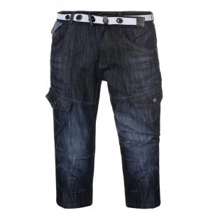 image of No Fear Belt Cargo Shorts Mens - Dark Wash