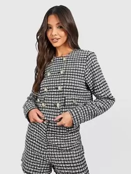 Image of Boohoo Boucle Jacket - Black, Size 16, Women