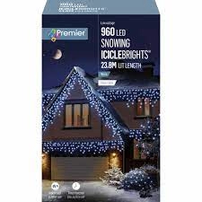 image of Premier Decorations Premier 960 LED Snowing Icicle Lights Plastic