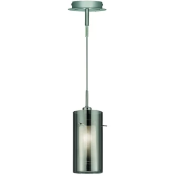 Image of Searchlight Lighting - Searchlight Duo 2 - 1 Light Ceiling Pendant Chrome, Smoked Glass Single, E14