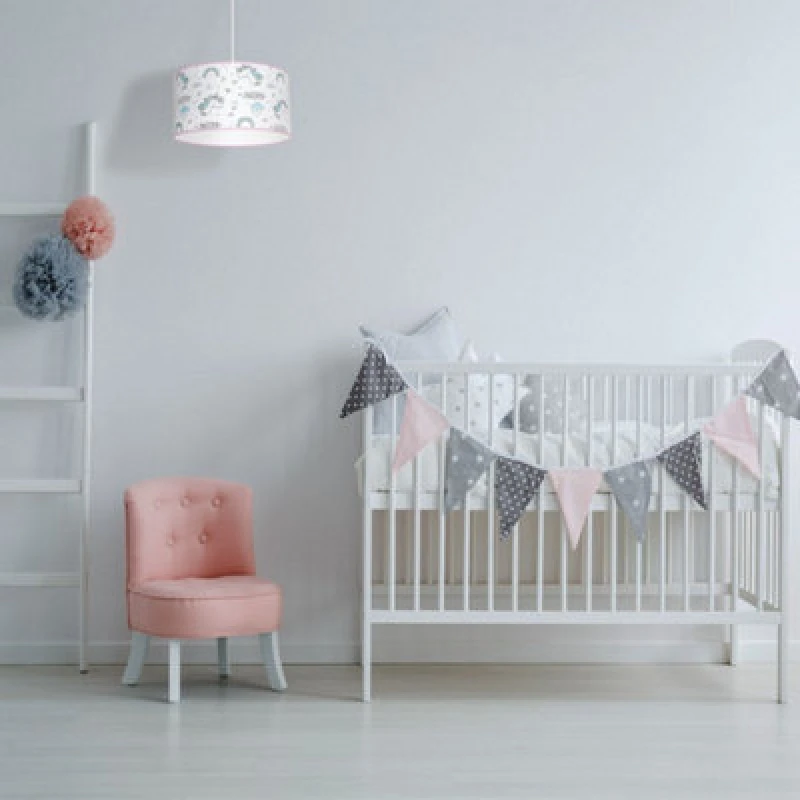 Image of Milagro Unicorn Pendant Lamp 1Xe27 Perfect For Nursery Or Bedroom 30Cm Shade Hand Made With Pastel Colurs And Unicorn Motifs