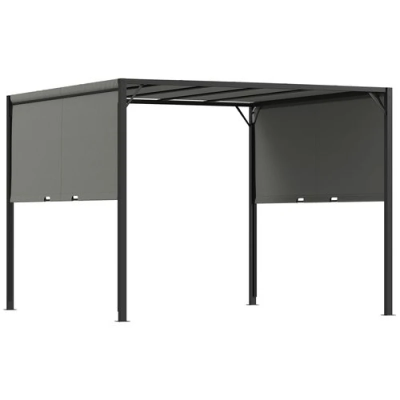 Image of Outsunny 3 x 3(m) Pergola Metal Gazebo Outdoor Sun Shade Shelter Canopy, Grey 84C-063V00CG