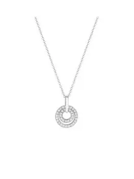 image of Simply Silver Sterling Silver 925 Cubic Ziconia Double Round Open Pendant Necklace, Silver, Women