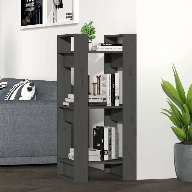 Image of VIDAXL Vidaxl - Book Cabinet/Room Divider Grey 41x35x91cm Solid Wood Pine 8720286904992