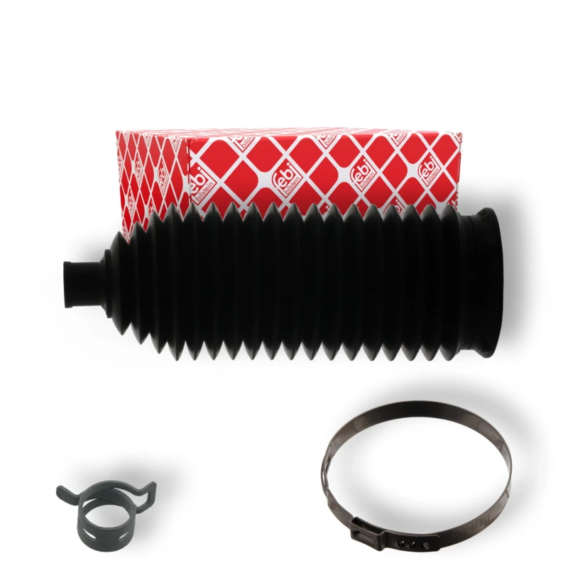 Image of FEBI BILSTEIN Bellow, steering with clamps 38907 PEUGEOT,CITROEN,1007 (KM_),C3 I Schragheck (FC_, FN_),C2 Schragheck (JM),C3 Pluriel (HB_)
