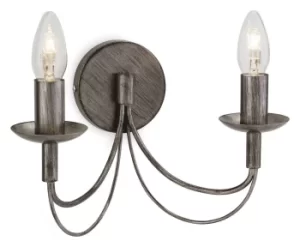 image of Regency 2 Light Indoor Candle Wall Light Antique Silver, E14