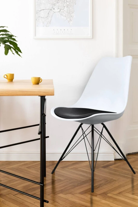 Image of Fusion Living Soho Plastic Dining Chair with Black Metal Legs Black