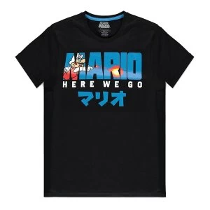 Image of Nintendo - Fire Mario Mens Large T-Shirt - Black