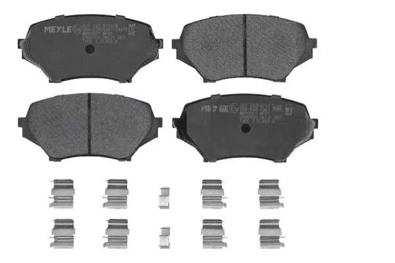 Image of MEYLE 025 242 9714/W Brake pad set Front Axle, with acoustic wear warning, Original Quality, with anti-squeak plate Brake Pad Set,disc brake (402)