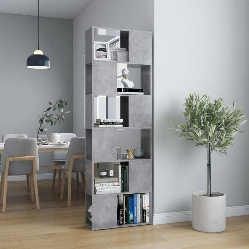 Image of VIDAXL Vidaxl - Book Cabinet Room Divider Concrete Grey 60x24x186cm Engineered Wood 8720286650585