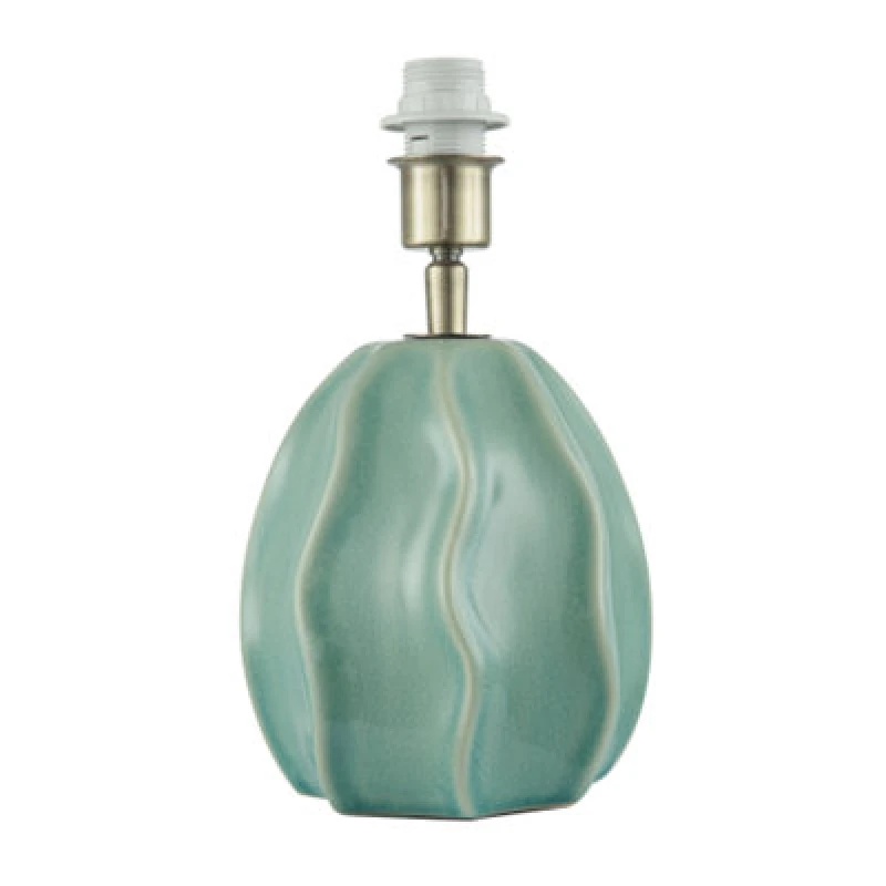 Image of Happy Homewares Duck Egg Gloss Ripple Ceramic Table Lamp Base With Crackle Design
