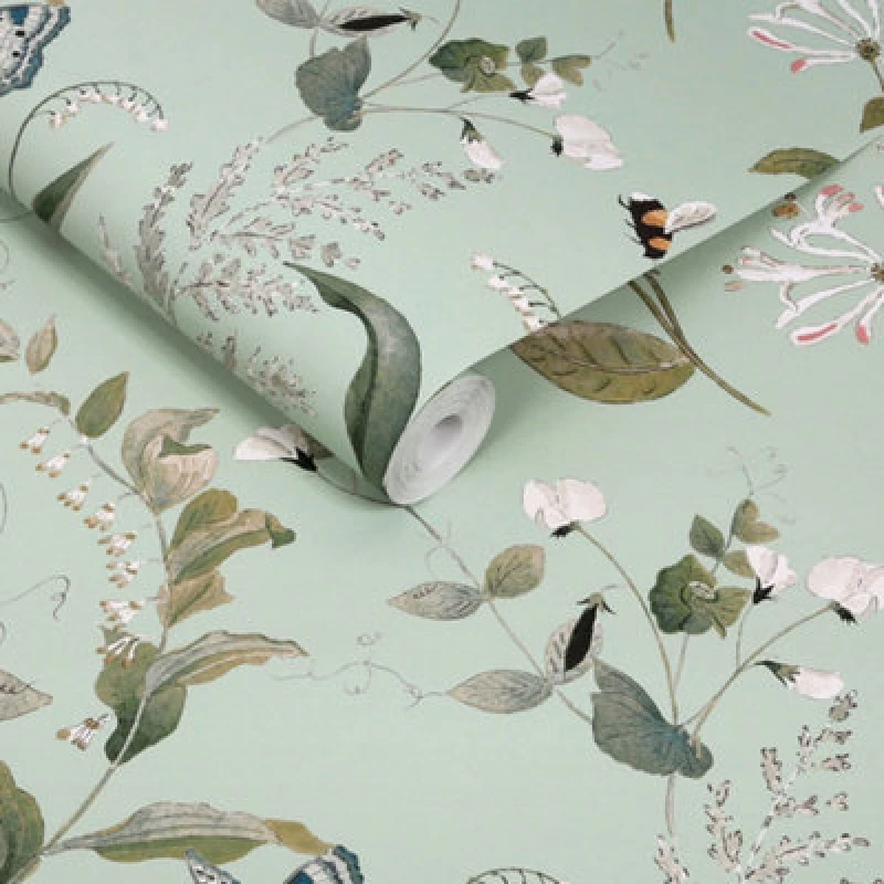Image of Sophie Allport Wild Floral Pale Mint Wallpaper